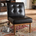 Load image into Gallery viewer, Baxton Studio Arvid Mid-Century Modern Dark Brown Faux Leather Upholstered Wood Dining Chair
