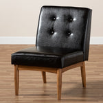 Load image into Gallery viewer, Baxton Studio Arvid Mid-Century Modern Dark Brown Faux Leather Upholstered Wood Dining Chair
