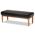 Load image into Gallery viewer, Baxton Studio Arvid Mid-Century Modern Dark Brown Faux Leather Upholstered Wood Dining Bench
