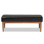 Load image into Gallery viewer, Baxton Studio Arvid Mid-Century Modern Dark Brown Faux Leather Upholstered Wood Dining Bench
