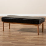 Load image into Gallery viewer, Baxton Studio Arvid Mid-Century Modern Dark Brown Faux Leather Upholstered Wood Dining Bench
