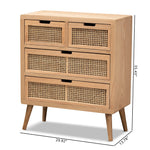 Load image into Gallery viewer, Baxton Studio Alina Mid-Century Modern Medium Oak Finished Wood And Rattan 4-Drawer Accent Storage Cabinet
