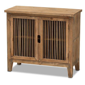 Baxton Studio Clement Rustic Transitional Finished 2-Door Wood Spindle Accent Storage Cabinet