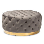 Load image into Gallery viewer, Baxton Studio Sasha Glam and Luxe Royal Velvet Fabric Upholstered Gold Finished Round Cocktail Ottoman
