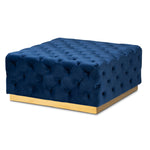 Load image into Gallery viewer, Baxton Studio Verene Glam and Luxe Velvet Fabric Upholstered Gold Finished Square Cocktail Ottoman
