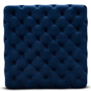 Baxton Studio Verene Glam And Luxe Royal Blue Velvet Fabric Upholstered Gold Finished Square Cocktail Ottoman