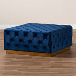 Load image into Gallery viewer, Baxton Studio Verene Glam And Luxe Royal Blue Velvet Fabric Upholstered Gold Finished Square Cocktail Ottoman
