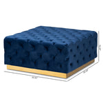 Load image into Gallery viewer, Baxton Studio Verene Glam And Luxe Royal Blue Velvet Fabric Upholstered Gold Finished Square Cocktail Ottoman
