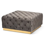 Load image into Gallery viewer, Baxton Studio Verene Glam And Luxe Grey Velvet Fabric Upholstered Gold Finished Square Cocktail Ottoman
