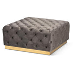 Load image into Gallery viewer, Baxton Studio Verene Glam and Luxe Velvet Fabric Upholstered Gold Finished Square Cocktail Ottoman
