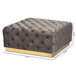 Load image into Gallery viewer, Baxton Studio Verene Glam And Luxe Grey Velvet Fabric Upholstered Gold Finished Square Cocktail Ottoman
