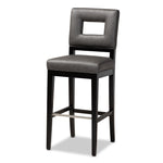 Load image into Gallery viewer, Baxton Studio Faustino Modern And Contemporary Grey Faux Leather Upholstered Black Finished Wood Bar Stool
