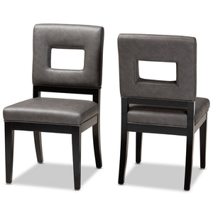 Baxton Studio Faustino Modern And Contemporary Grey Faux Leather Upholstered Black Finished Wood 2-Piece Dining Chair Set