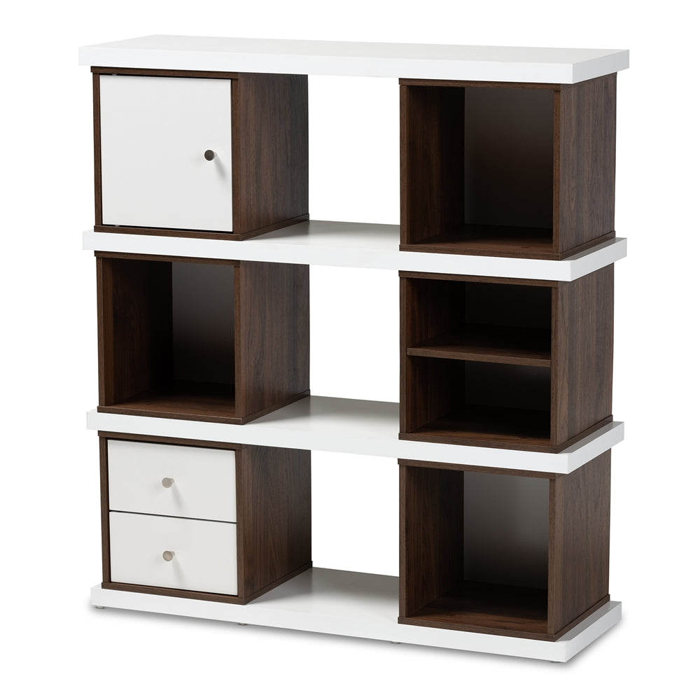 Baxton Studio Rune Modern and Contemporary Two-Tone Finished 2-Drawer Bookcase