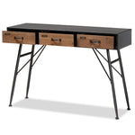 Load image into Gallery viewer, Baxton Studio Ariana Modern And Contemporary Industrial Black And Oak Brown Finished Wood 3-Drawer Metal Console Table
