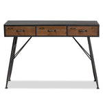 Load image into Gallery viewer, Baxton Studio Ariana Modern And Contemporary Industrial Black And Oak Brown Finished Wood 3-Drawer Metal Console Table
