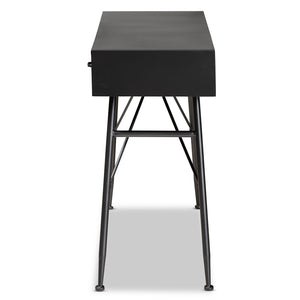 Baxton Studio Ariana Modern And Contemporary Industrial Black And Oak Brown Finished Wood 3-Drawer Metal Console Table