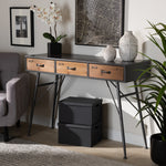 Load image into Gallery viewer, Baxton Studio Ariana Modern And Contemporary Industrial Black And Oak Brown Finished Wood 3-Drawer Metal Console Table
