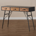 Load image into Gallery viewer, Baxton Studio Ariana Modern And Contemporary Industrial Black And Oak Brown Finished Wood 3-Drawer Metal Console Table
