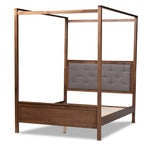 Load image into Gallery viewer, Baxton Studio Natasha Modern And Contemporary Grey Fabric Upholstered And Walnut Brown Finished Wood King Size Platform Canopy Bed
