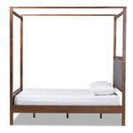 Load image into Gallery viewer, Baxton Studio Natasha Modern And Contemporary Grey Fabric Upholstered And Walnut Brown Finished Wood King Size Platform Canopy Bed
