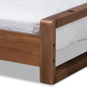 Baxton Studio Klara Modern And Contemporary Walnut Finished Wood Expandable Twin Size To King Size Bed Frame