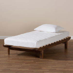 Baxton Studio Hiro Modern And Contemporary Walnut Finished Wood Expandable Twin Size To King Size Bed Frame