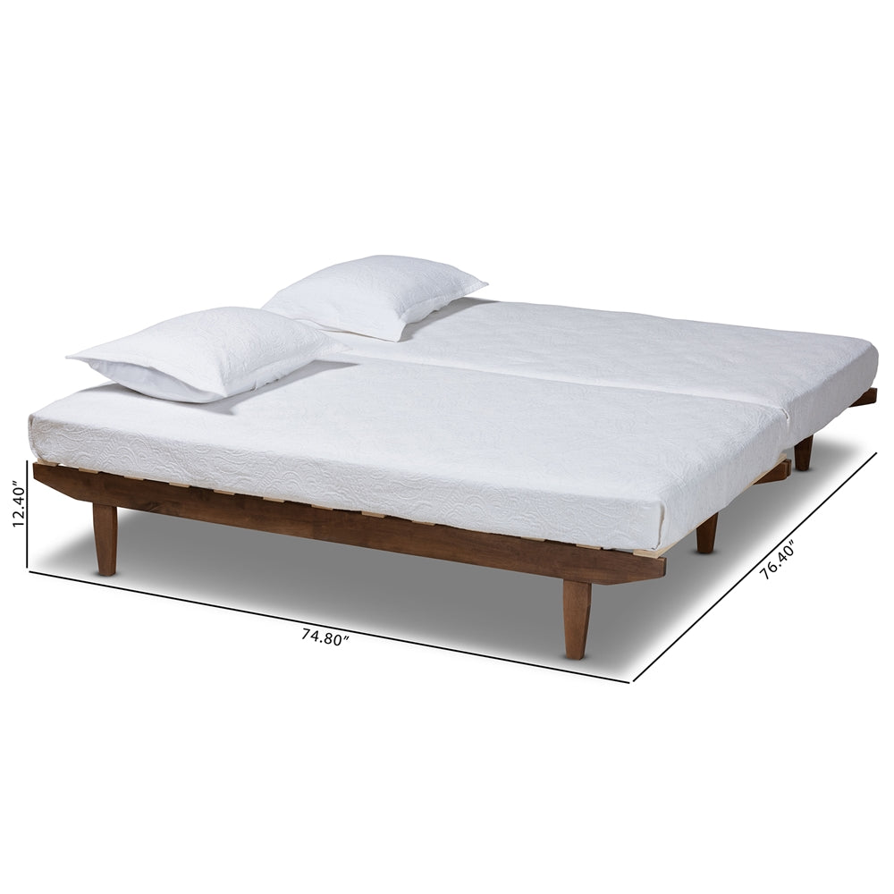 Baxton Studio Hiro Modern And Contemporary Walnut Finished Wood Expandable Twin Size To King Size Bed Frame