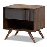 Load image into Gallery viewer, Baxton Studio Naoki Modern And Contemporary Two-Tone Grey And Walnut Finished Wood 1-Drawer Nightstand
