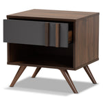 Load image into Gallery viewer, Baxton Studio Naoki Modern And Contemporary Two-Tone Grey And Walnut Finished Wood 1-Drawer Nightstand
