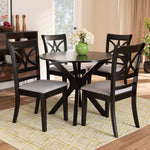 Load image into Gallery viewer, Baxton Studio Julia Modern And Contemporary Grey Fabric Upholstered And Dark Brown Finished Wood 5-Piece Dining Set
