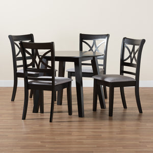 Baxton Studio Brooke Modern Grey Fabric And Dark Brown Finished Wood 5-Piece Dining Set