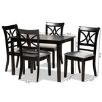 Load image into Gallery viewer, Baxton Studio Clarke Modern And Contemporary Grey Fabric Upholstered And Espresso Brown Finished Wood 5-Piece Dining Set
