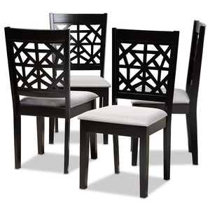 Baxton Studio Jackson Modern And Contemporary Grey Fabric Upholstered And Espresso Brown Finished Wood 4-Piece Dining Chair Set