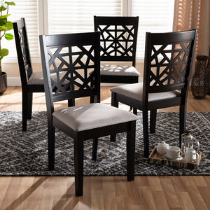 Baxton Studio Jackson Modern And Contemporary Grey Fabric Upholstered And Espresso Brown Finished Wood 4-Piece Dining Chair Set