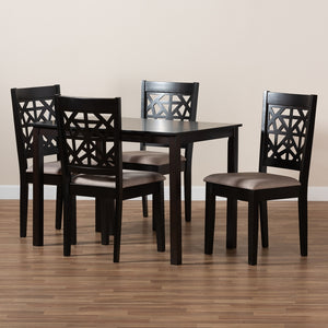 Baxton Studio Jackson Modern And Contemporary Sand Fabric Upholstered And Espresso Brown Finished Wood 5-Piece Dining Set