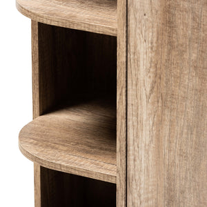 Baxton Studio Wales Modern And Contemporary Rustic Oak Finished Wood 2-Door Shoe Storage Cabinet With Open Shelves