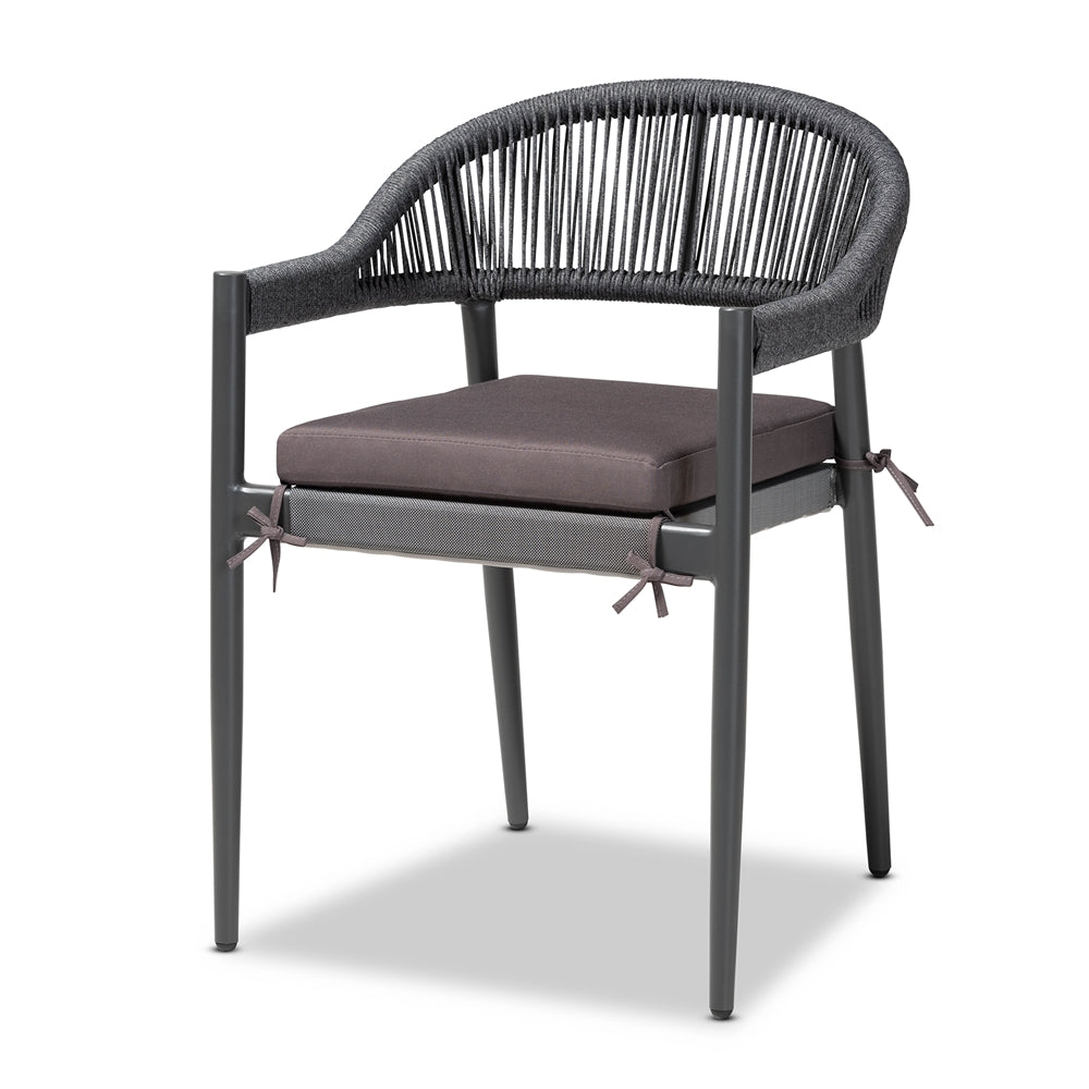 Baxton Studio Wendell Modern and Contemporary Finished Rope and Metal Outdoor Dining Chair