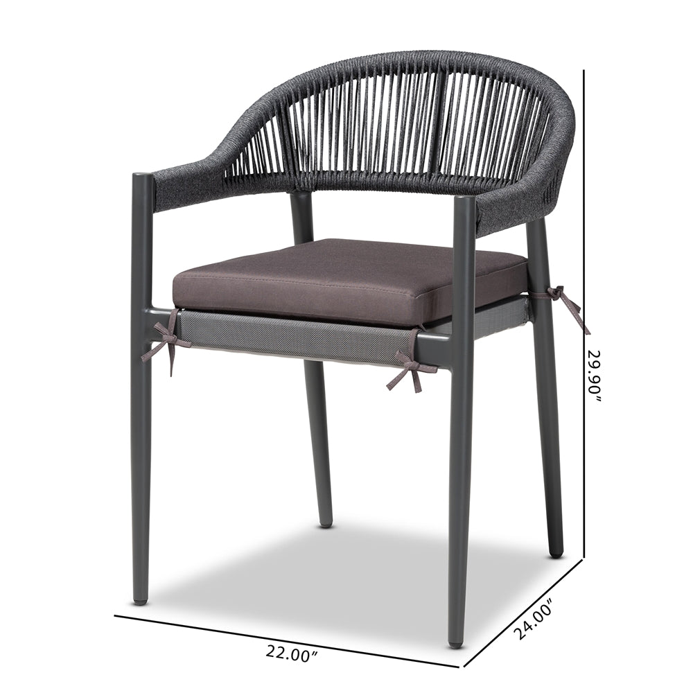 Baxton Studio Wendell Modern And Contemporary Grey Finished Rope And Metal Outdoor Dining Chair