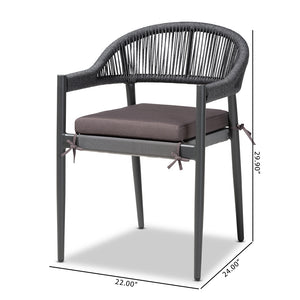 Baxton Studio Wendell Modern And Contemporary Grey Finished Rope And Metal Outdoor Dining Chair