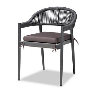 Baxton Studio Wendell Modern And Contemporary Grey Finished Rope And Metal Outdoor Dining Chair