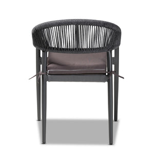 Baxton Studio Wendell Modern And Contemporary Grey Finished Rope And Metal Outdoor Dining Chair