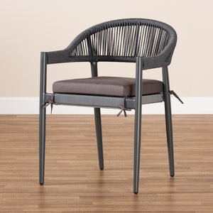 Baxton Studio Wendell Modern And Contemporary Grey Finished Rope And Metal Outdoor Dining Chair