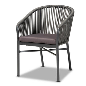 Baxton Studio Marcus Modern and Contemporary Finished Rope and Metal Outdoor Dining Chair