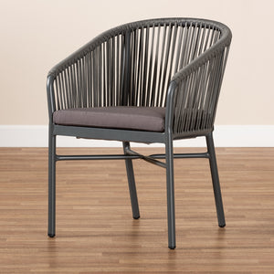 Baxton Studio Marcus Modern And Contemporary Grey Finished Rope And Metal Outdoor Dining Chair