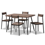 Load image into Gallery viewer, Baxton Studio Mave Modern And Contemporary Walnut Finished Wood And Black Metal 5-Piece Dining Set
