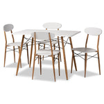 Load image into Gallery viewer, Baxton Studio Wayne Modern And Contemporary White And Walnut Finished Metal 5-Piece Dining Set
