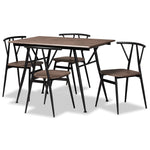 Load image into Gallery viewer, Baxton Studio Ciara Modern And Contemporary Walnut Finished Wood And Black Metal 5-Piece Dining Set
