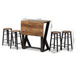 Load image into Gallery viewer, Baxton Studio Richard Industrial And Rustic Walnut Finished Wood And Black Metal 5-Piece Pub Set With Extendable Tabletop
