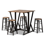 Load image into Gallery viewer, Baxton Studio Richard Industrial And Rustic Walnut Finished Wood And Black Metal 5-Piece Pub Set With Extendable Tabletop
